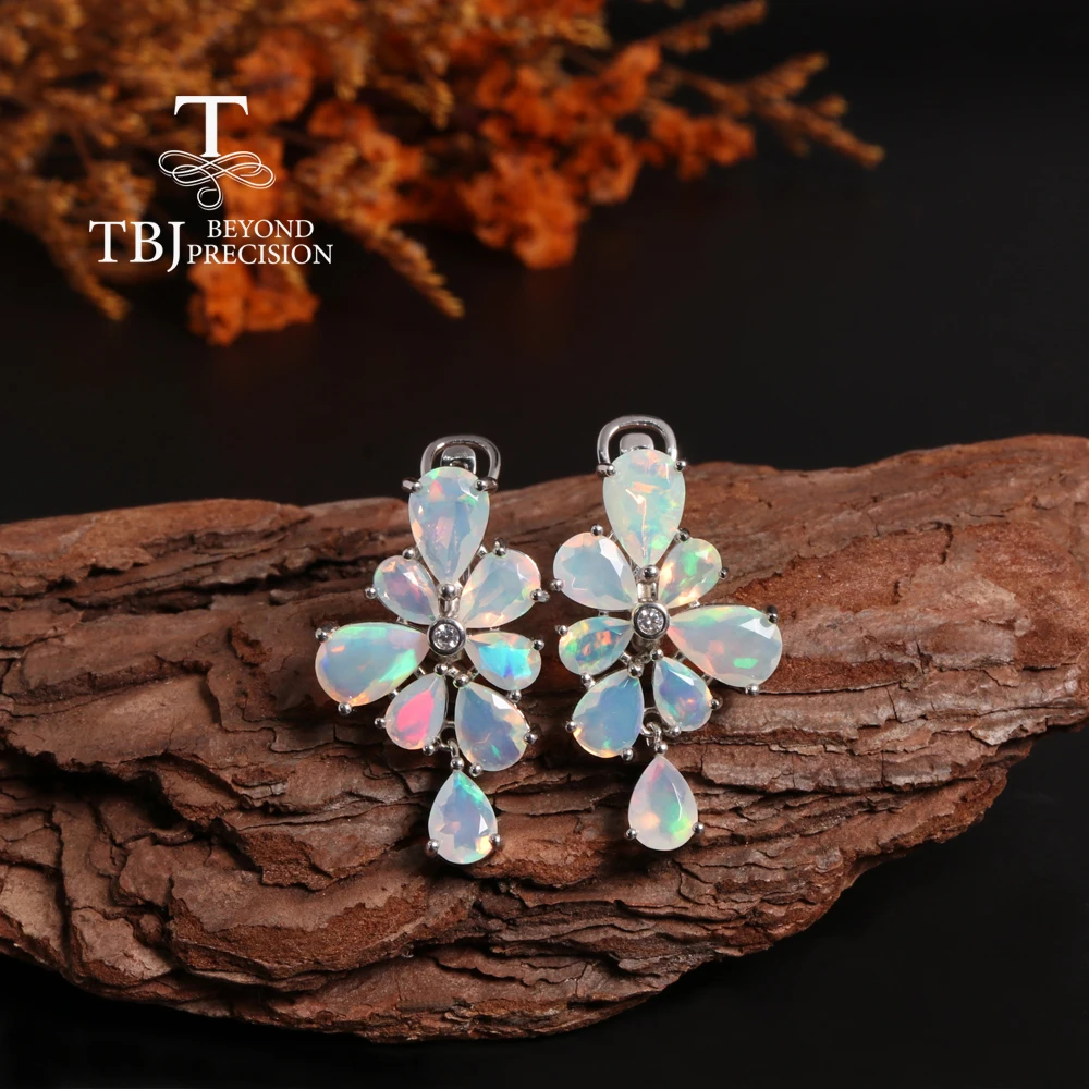 Luxury women party earrings with natural ethiopia opal 8.56ct good quality gemstone S925 silver  fine jewelry for women gift