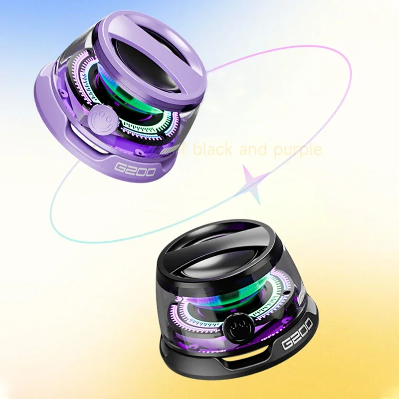 G200 2 قطعة بلوتوث مكبر صوت مغناطيسي RGB صندوق صوت صغير متعدد الوظائف المحمولة الاقتران اثنين من مكبرات الصوت LED أضواء حامل هاتف الهدايا