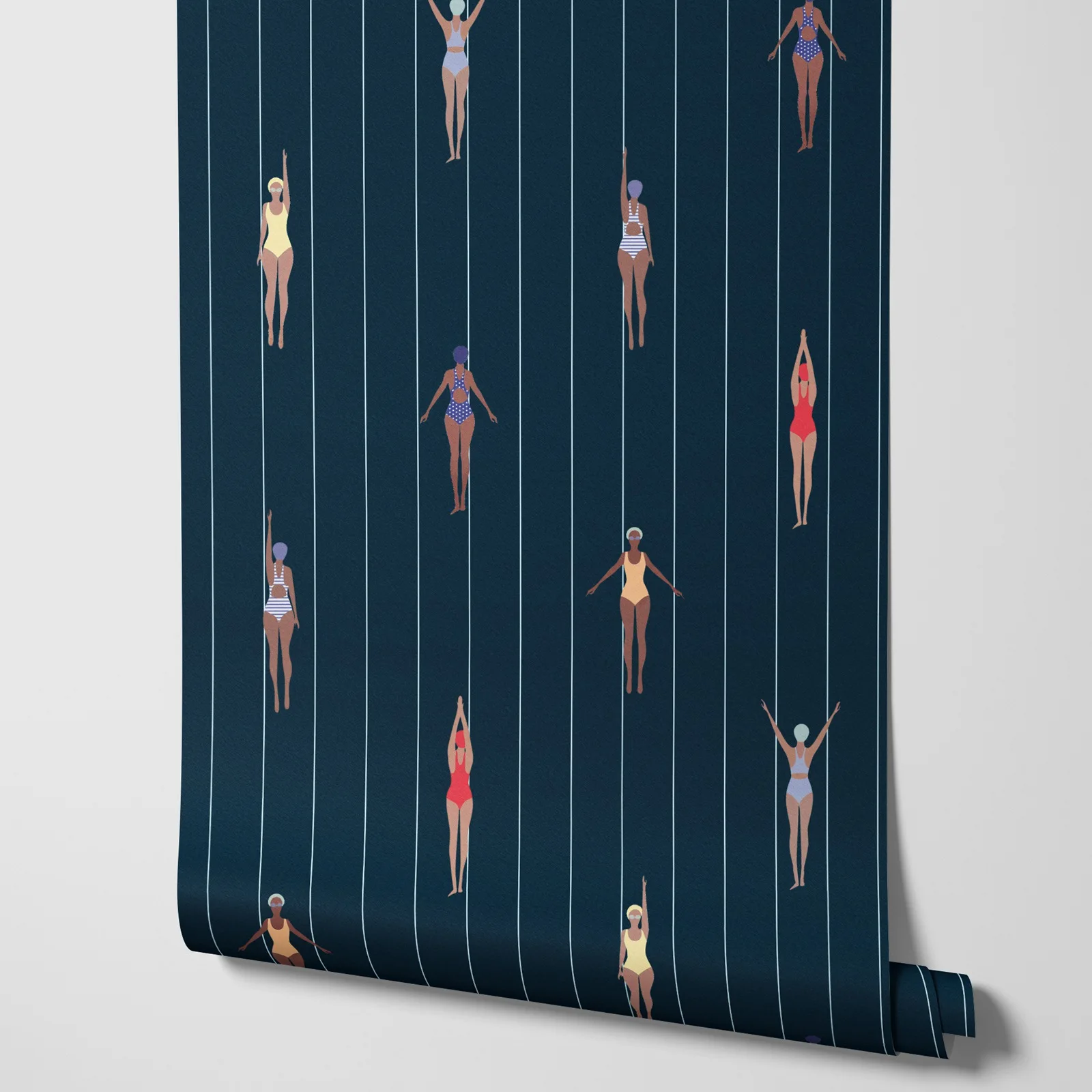 

Темно-синие обои для плавания с кожурой и наклейкой, женские обои для пловцов в темном бассейне, самоклеящиеся/тредиционные настенные фотообои для пляжного дома