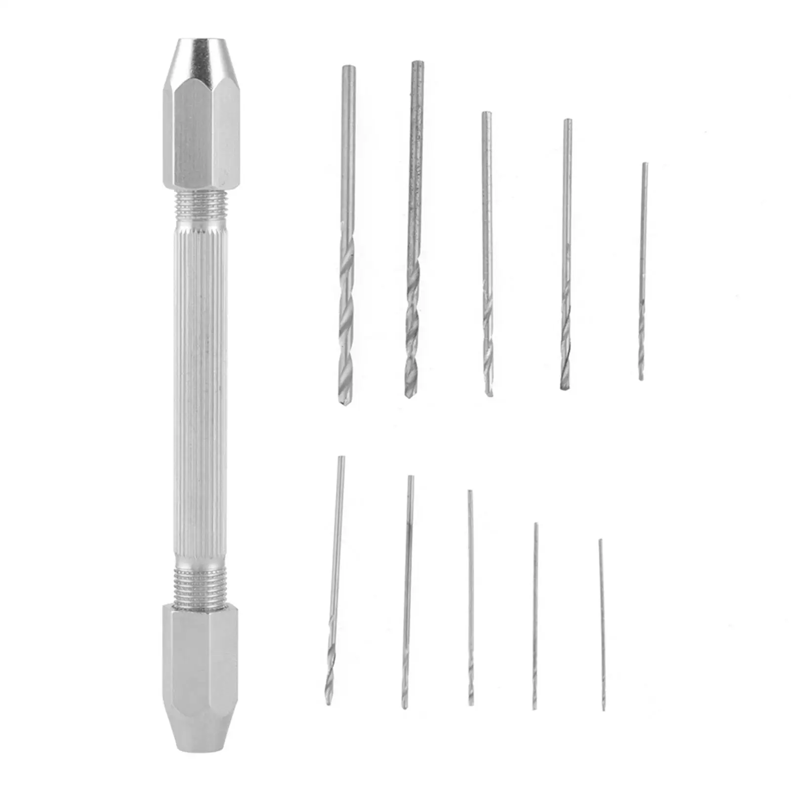 

HSS Twist Drill Bit Set with Double End Pin Vise Chuck and 10 Micro Twist Drill Bits for jewelry and Watch Repair Tool