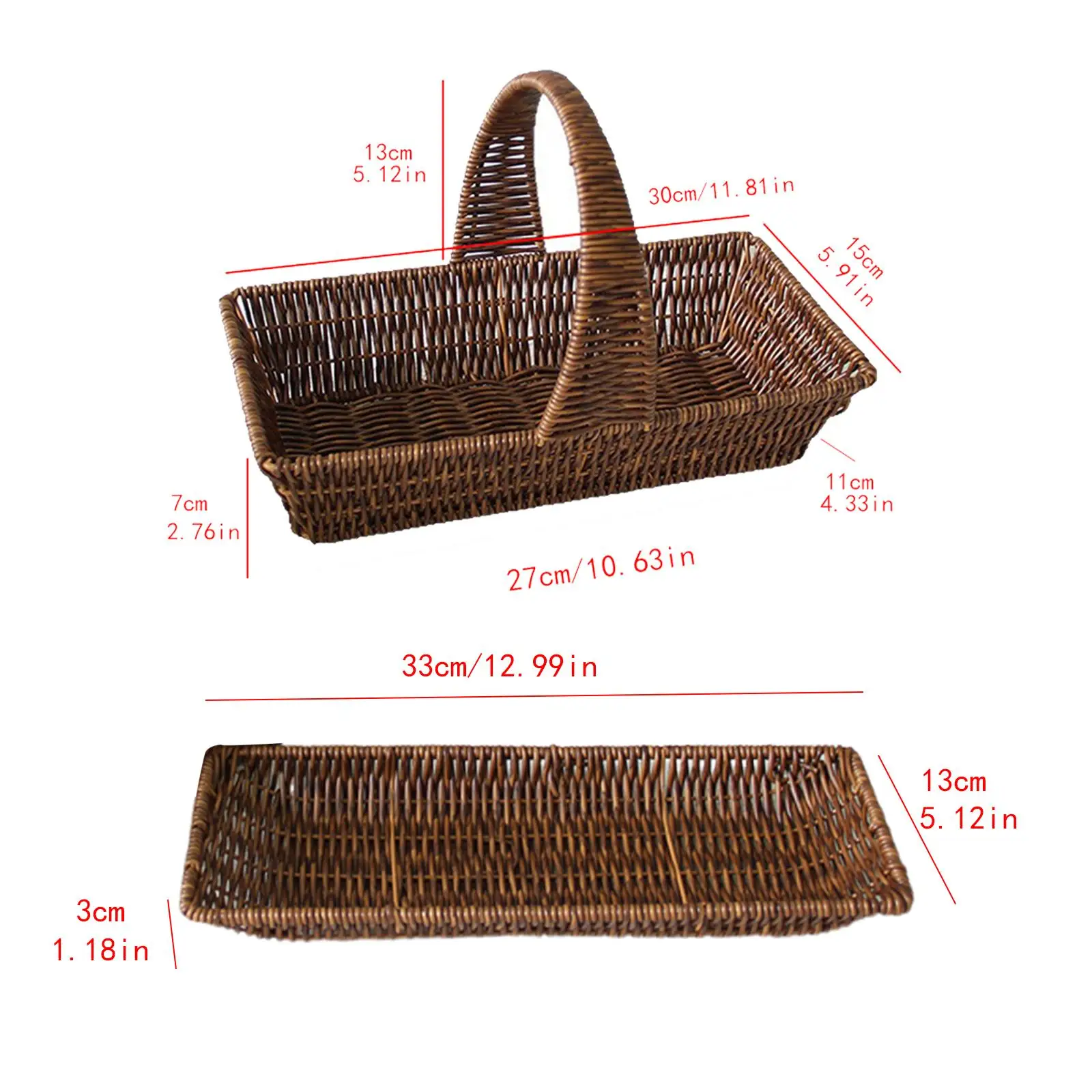 2Pcs Imitation Rattan Storage Baskets Decor Fruit Basket Hand Woven Woven Bread