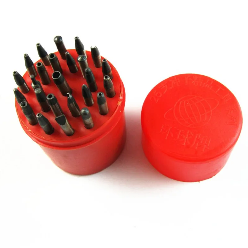 25 Pcs Staking Punch Set for Watch Repair Assorted Sizes Watchmaker Tool Kit with Storage Box for Staking Punching Watch Parts