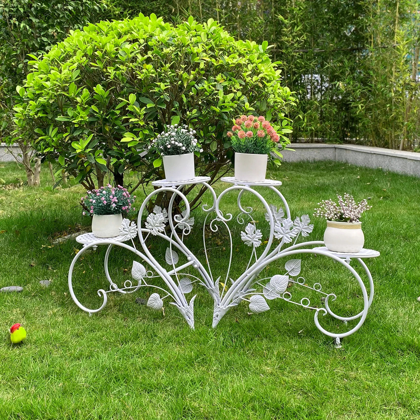 1 Pair of Tall Metal Plant Stands, Elegant Iron Flower Pot Holder Rack for Garden, Patio, Balcony, Living Room Art Display Shelf image 3