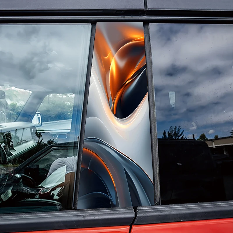 

2 pieces of automotive center pillar stickers Flowing Curved Surface Protective film, scratch-resistant stickers