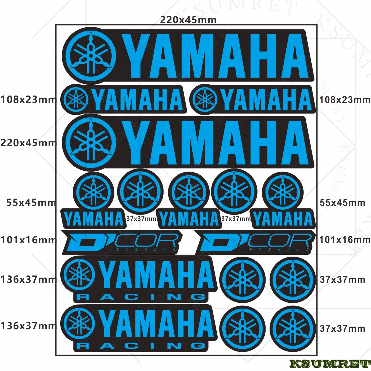 الفينيل لياماها DCOR Visuals ملصقات الدراجات النارية شعارات شعار مائي