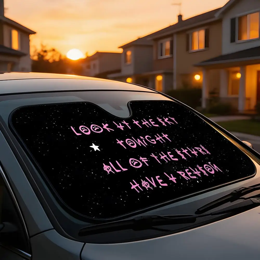 

L-Lil Peep Sun Visor Universal Car Windshield Sun Shade Full Coverage Heat UV Block Interior Anti Aging