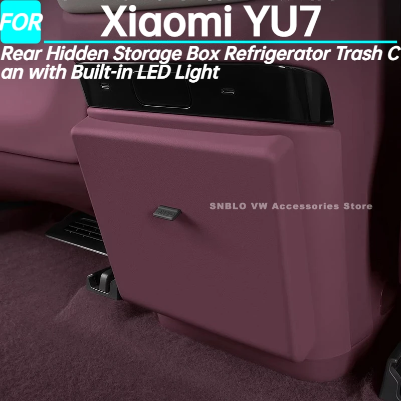 

Car Rear Hidden Storage Box Refrigerator Trash Can with Built-in LED Light for Xiaomi YU7 Interior Accessories 2025 2026