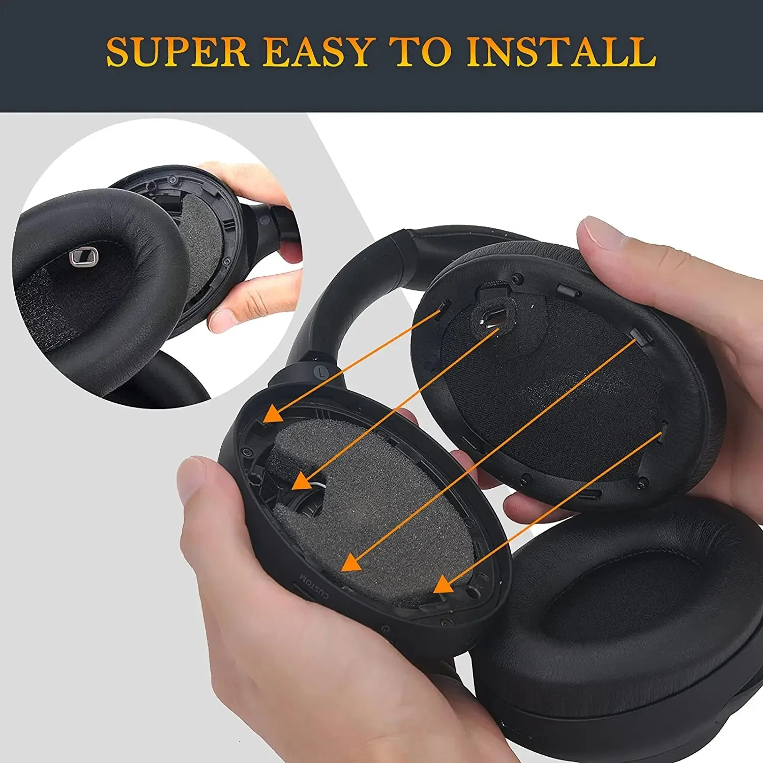 1000XM4 Replacement Earpads Noise Canceling Ear Cushions Protein Leather Ear Covers Repair Parts for Sony WH-1000XM4 Headphones view 3