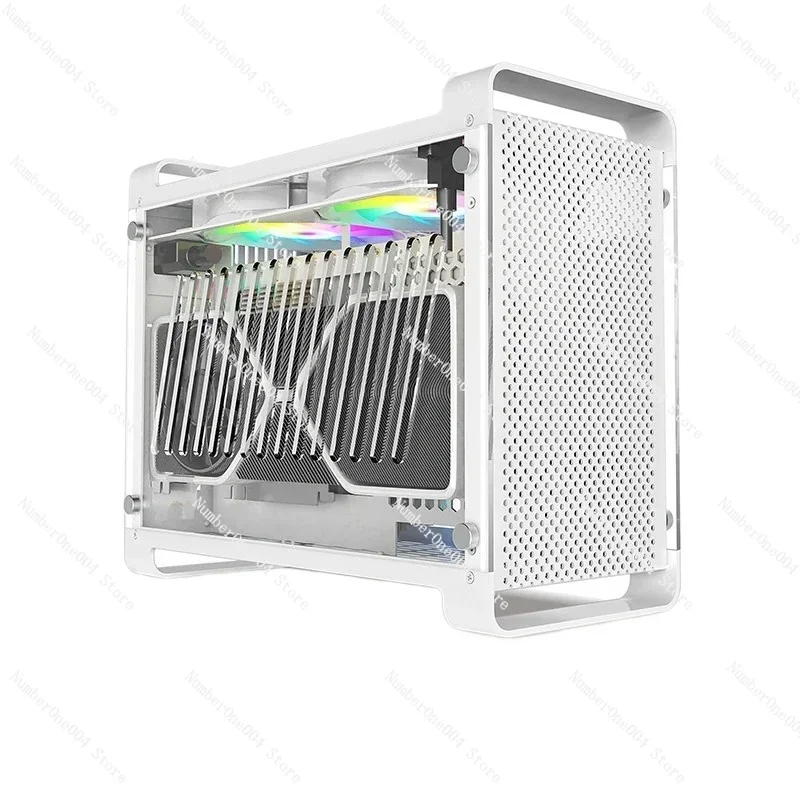 

Cool Fish G5 Plus Mini ITX Case All Aluminum Side Transparent Unique Display 3080 Desktop Computer SFX Power Small Case