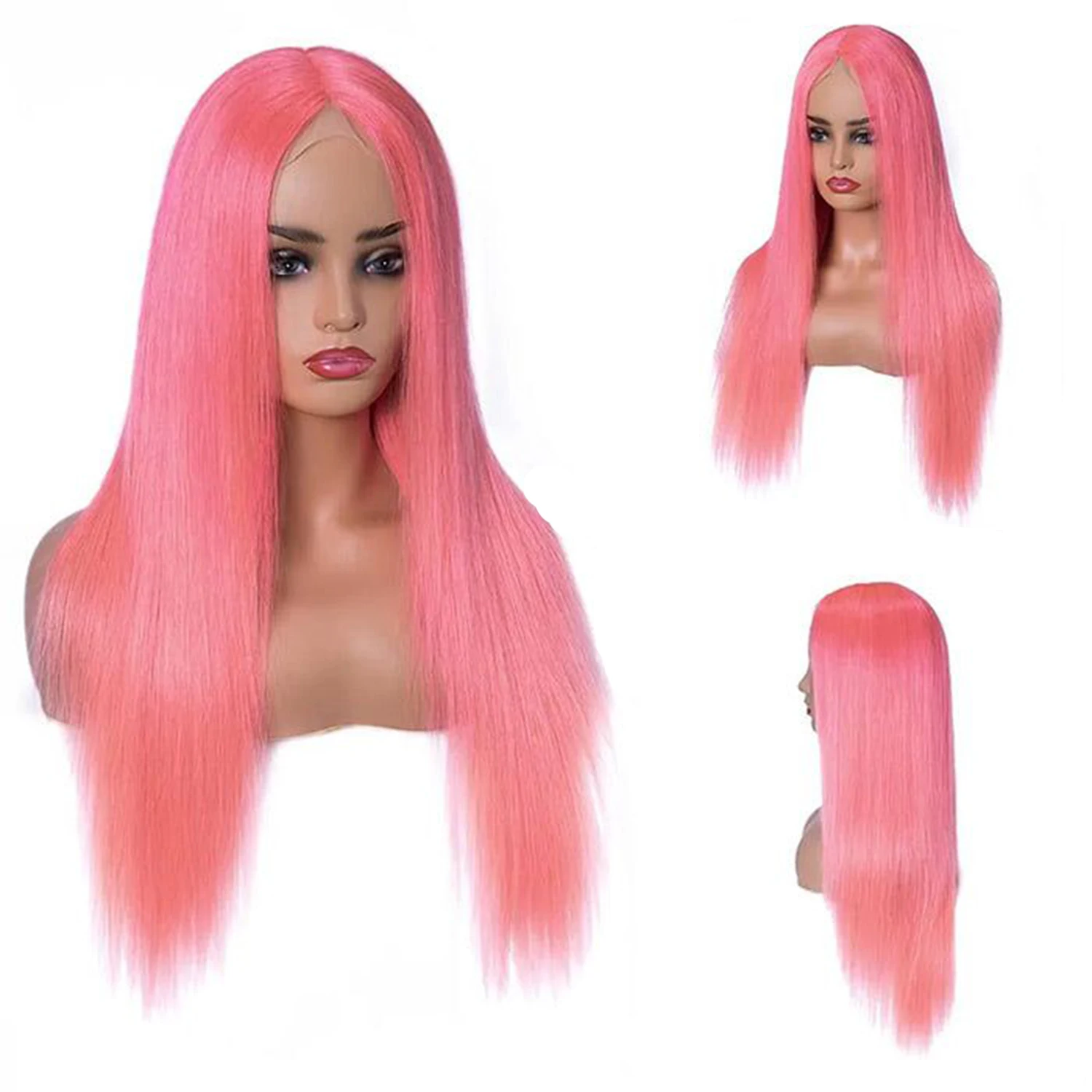 Beautiful Pink 13×4 Lace Front Wig Silky Straight Human Hair Wig For Women 18-32inch For Party Daily Use Wigs Natural Hairline