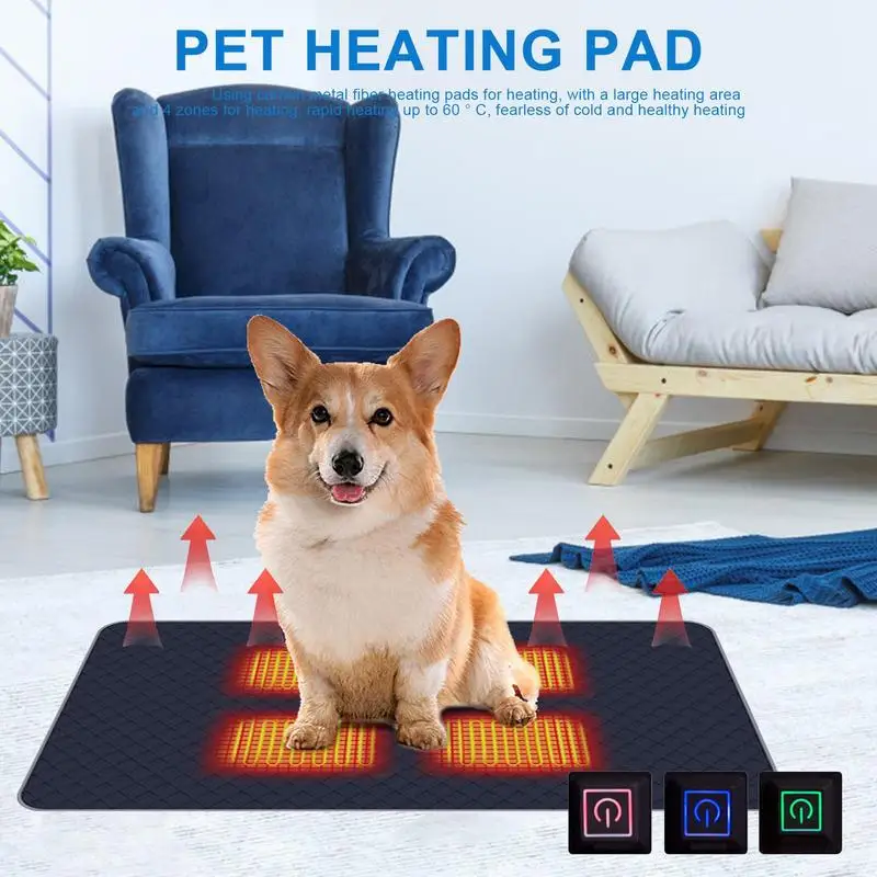 

Pet Heating Pad Adjustable Temperature Dog Cat Heated Mat USB Electric Blanket Adjustable Rapid Warming Heating Seat Cushion