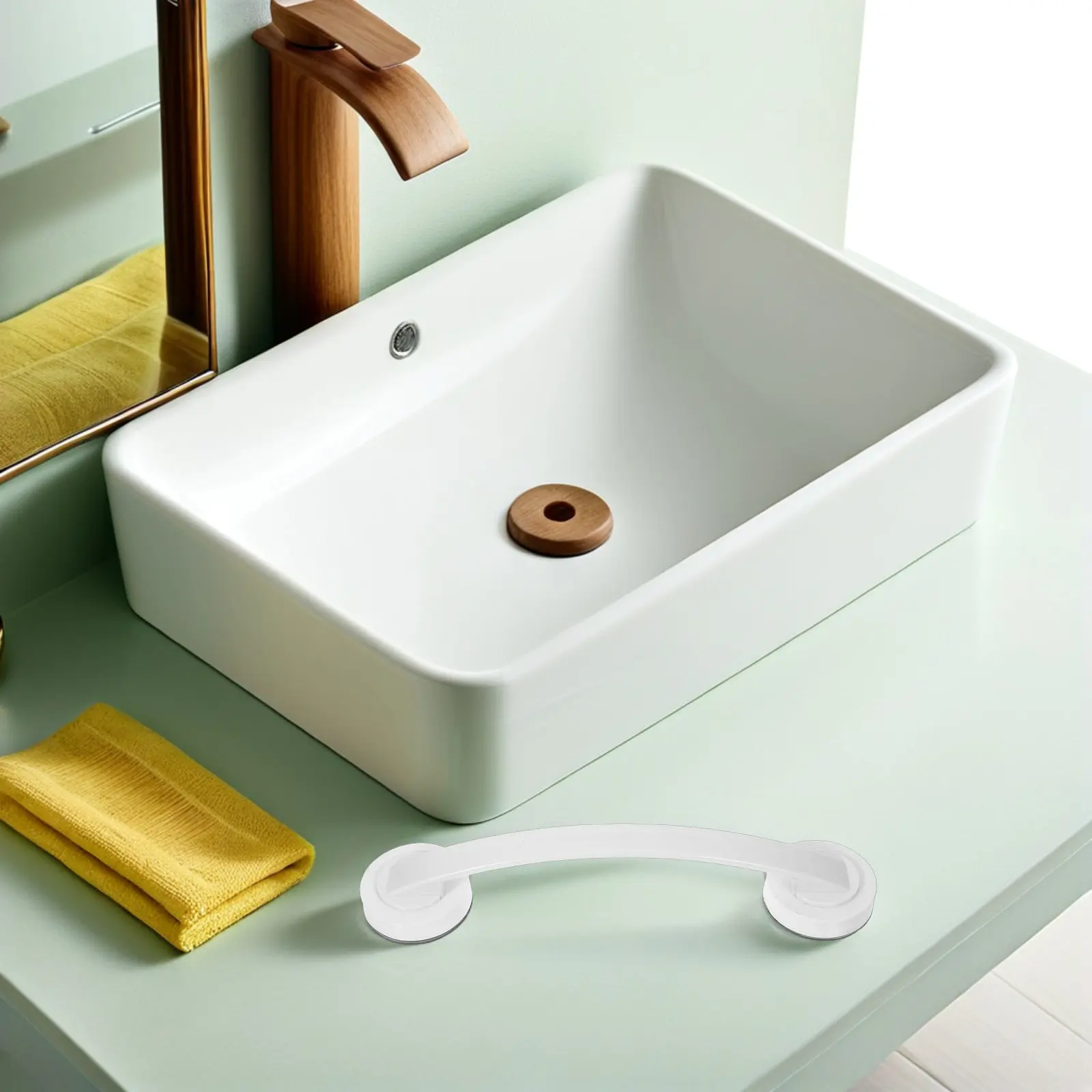

Large White Colorfast ABS Bathroom Safety Grab Bar for Elderly Adults Seniors Kids Shower Toilet Tub Support Suction Handle