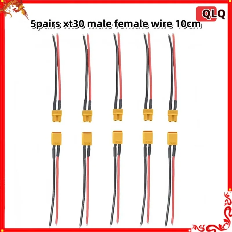 XT30 Pigtail-Stecker Männlich und Weiblich mit 100mm 16AWG Verzinntem Kabel für RC Flugzeuge Lipo-Akku FPV Drohnen-Ladegerät