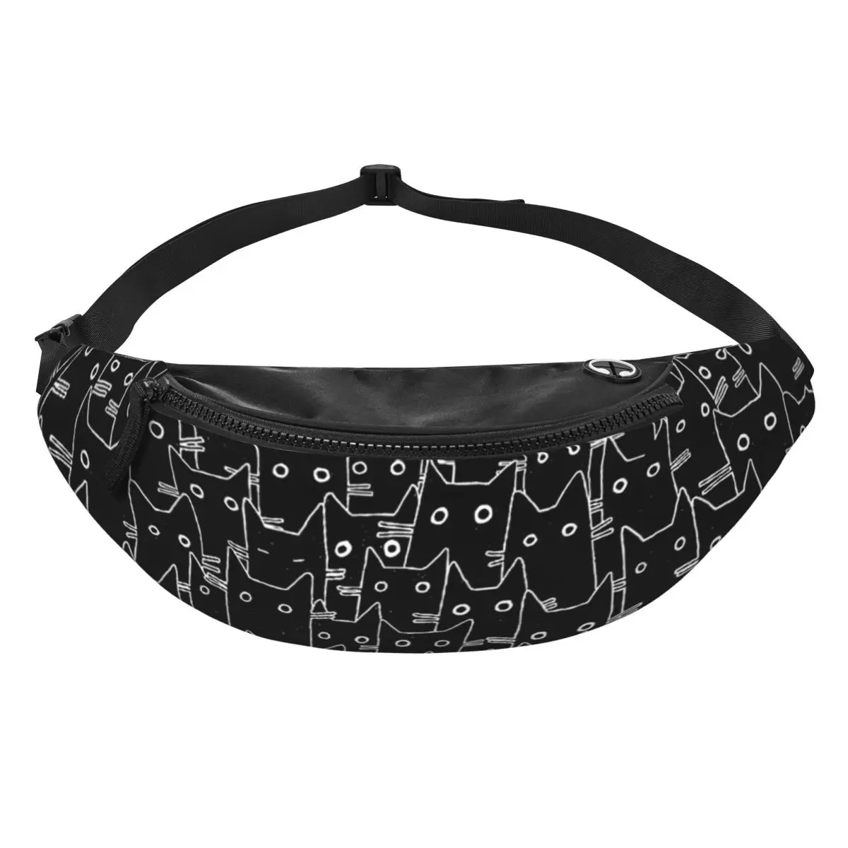 Custom Cartoon Kitten Black Cat Fanny Pack for Men Women Fashion Crossbody Waist Bag Cycling Camping Phone Money Pouch