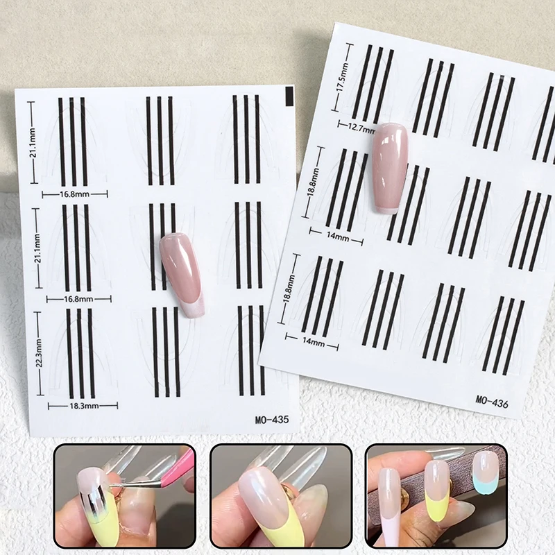 Deep U French Manicure Strip Nail Art Form Fringe Tip Stencil Guides Sticker DIY Line Tips Decoration Tool Self-Adhesive