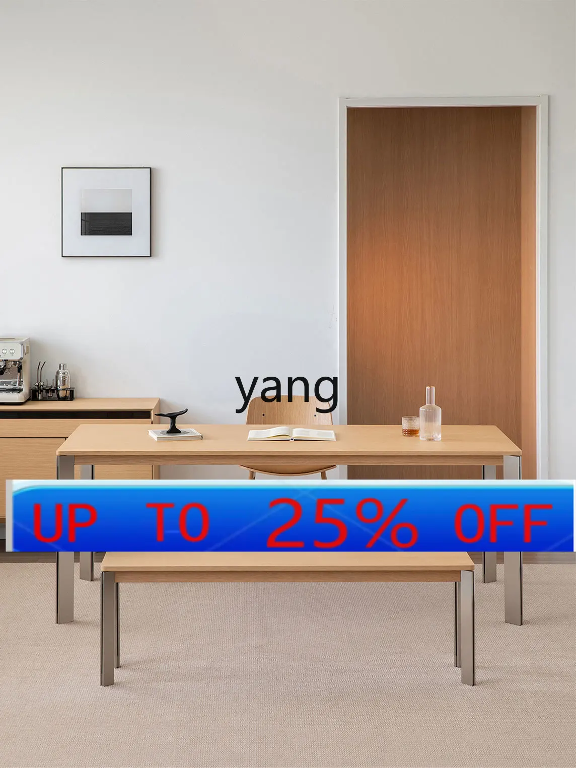 

LMMSolid Wood Dining Table Home Dining Room Log Minimalist Large Board White Oak Workbench