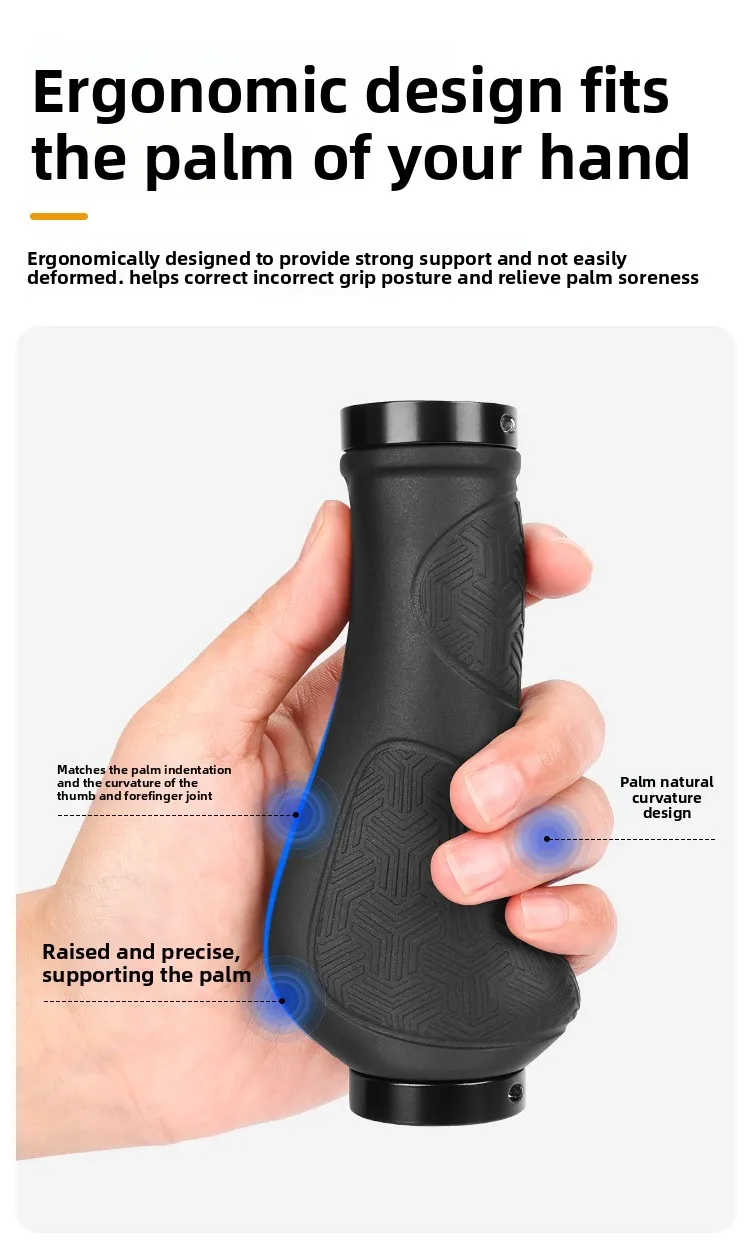 Ein Paar Fahrradlenkerüberzüge, faltbare Gummi-Co-Griffe, lange und kurze ergonomische beidseitig verriegelbare Griffe – Detail 5