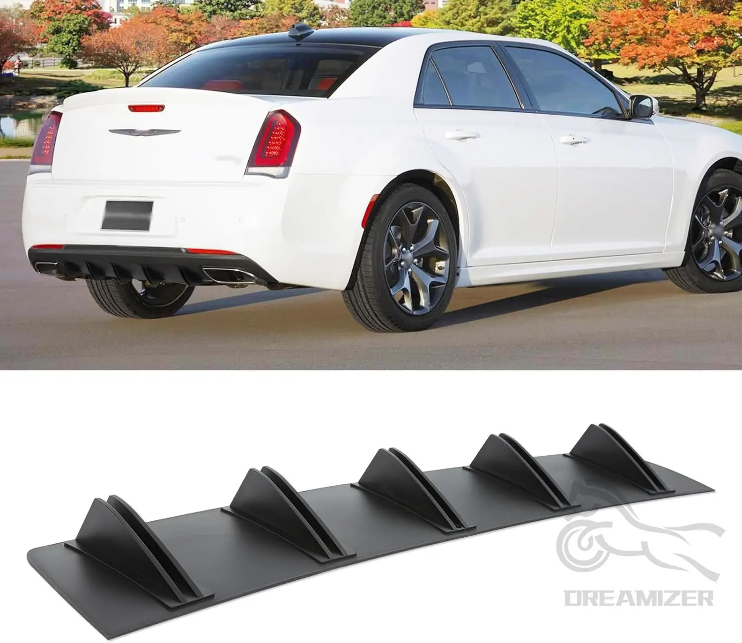 

2pcs Universal 10 Fins Rear Shark Chassis Fin Style Curved Bumper Lip Diffuser For Audi A3 A4 A5 A6 Spoiler Car Rear Bumper Lip