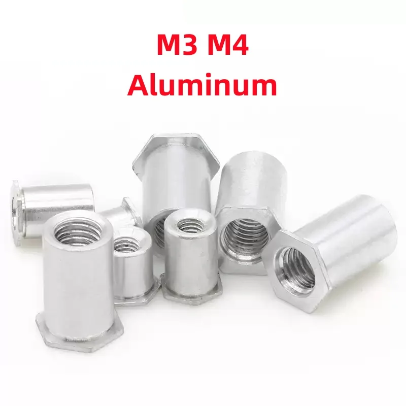 Aluminum Through Hole Hexagonal Rivet Stud Rivet Nut M3 M4 Self-Clinching Standoffs Bolt Length: 3-12 mm