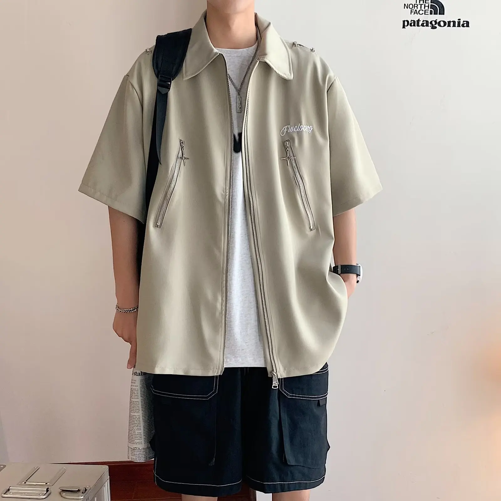Men’s Solid Color Loose Fit Japanese Style Shirt 1/2 Sleeve Summer Casual Minimalist Lightweight Relaxed Streetwear Shirt Top