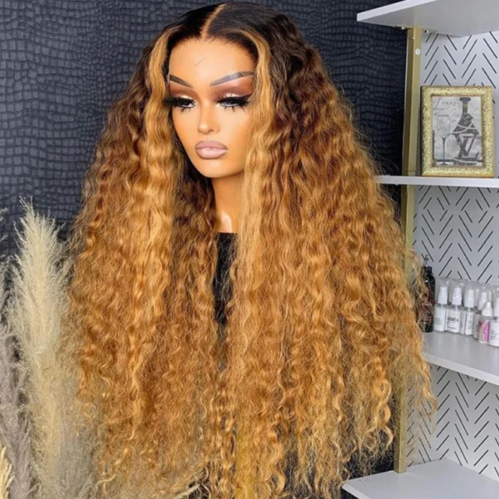 

Ombre Blond Soft 180 Плотность 26 дюймов Мягкий Кудрявый Вьющийся Предварительно Сорванный Парик Фронта Шнурка Для Женщин Натуральная Линия Волос Парик С Волосами Младенца