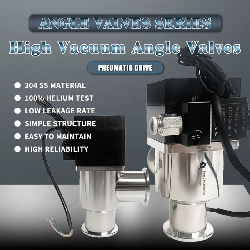 2025 válvulas de ângulo de vácuo CF/KF válvulas de ângulo de acionamento pneumático/elettromagnético manual
