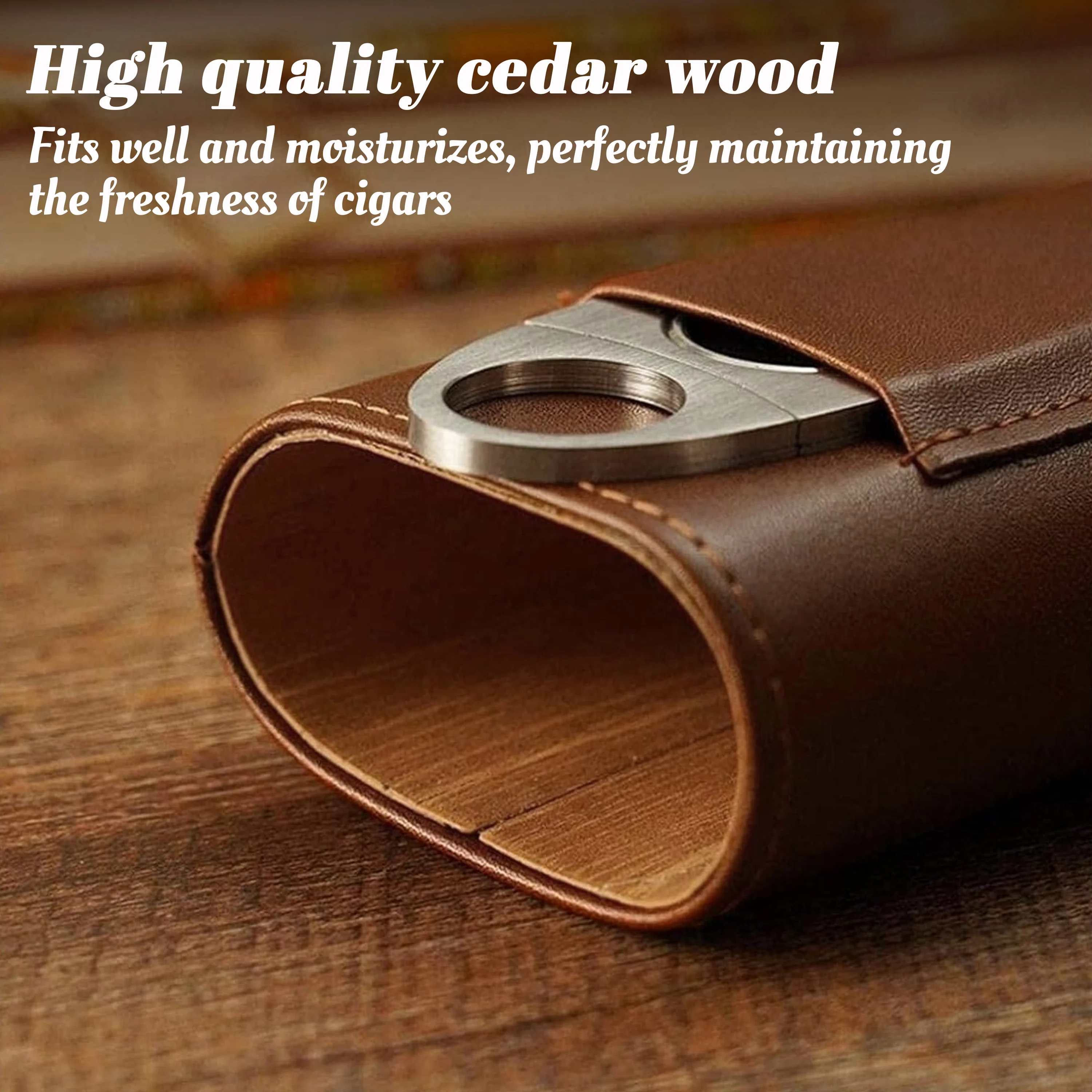 1pc, Premium Cigar Storage Box With Cigar Clipper, Cigar Storage Box, Moisturizing Storage Cover Case,  Gift For Cigar Lovers