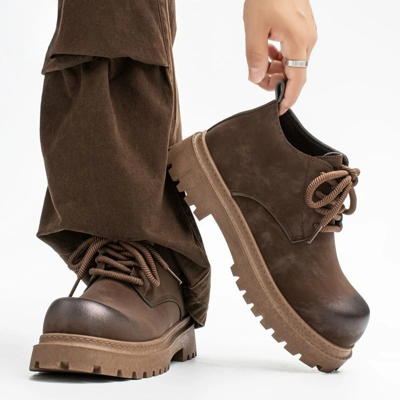 أحذية رجالية جلدية كاجوال خريف 2025 منصة جديدة على الطراز البريطاني زيادة الرأس الكبير أحذية ديربي العصرية ريترو بوتاس هومبر #4