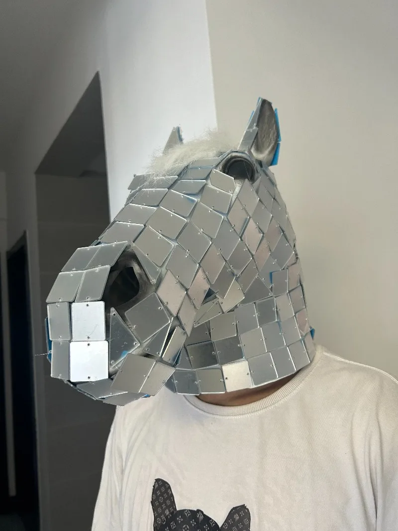 

Men Horse mask silver mirror Masks Girl Funny Horse Head Mask helmet Animal Mask Novelty Halloween Cosplay Costumes Headgear
