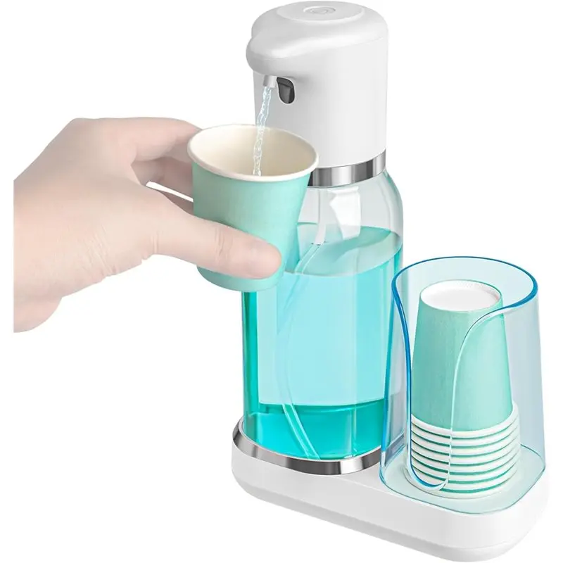

A94E-Automatic Smart Electric Mouthwash Dispenser With Cup, 25 Oz Mouthwash Container For Bathroom Set