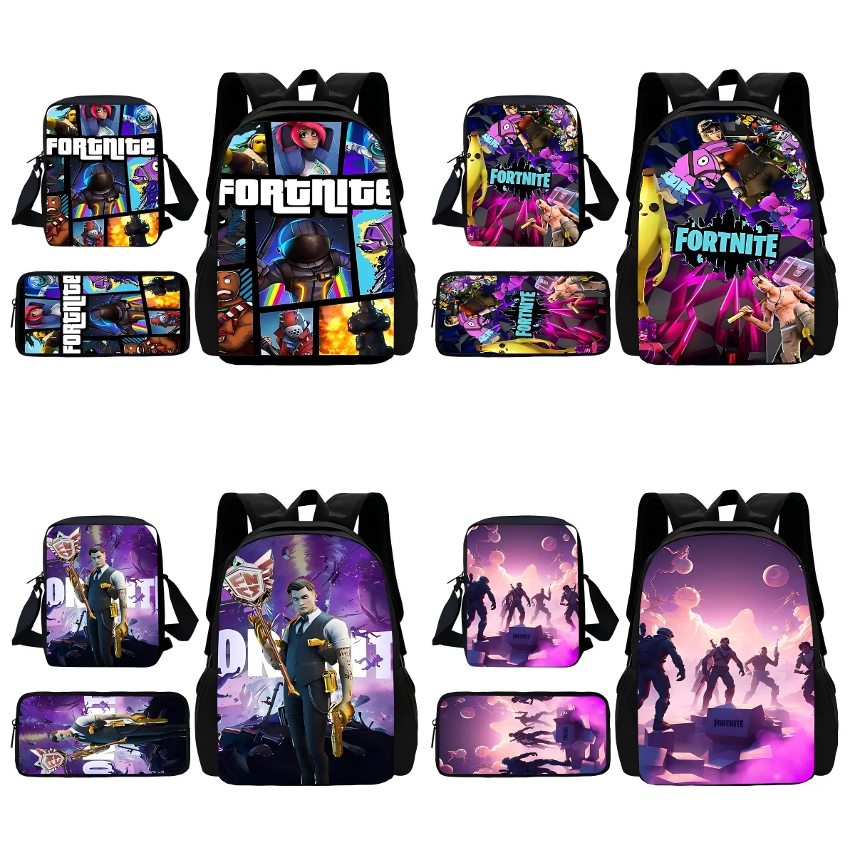 Hot Game FortniteS Child School Backpack With Shoulder Bag Pencil Bags School Bags for Boys Girls Best Gift