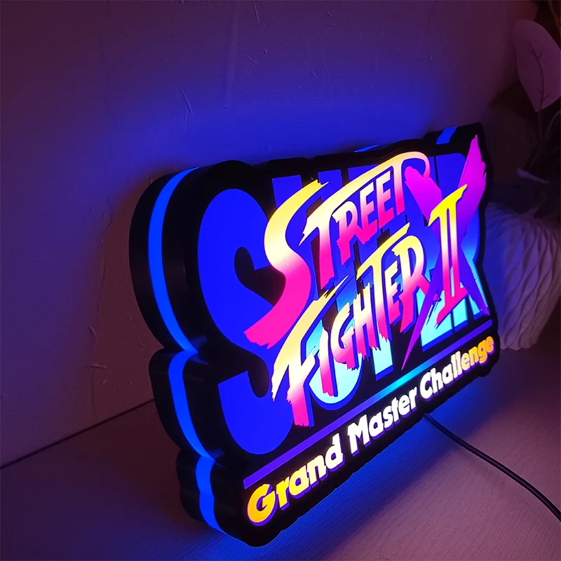 Street Fighter Logo Lightbox Light Sign Custom Wall Decor for Business Shop Hanging 12 Inch Kids Nightlight 3D Print Gift