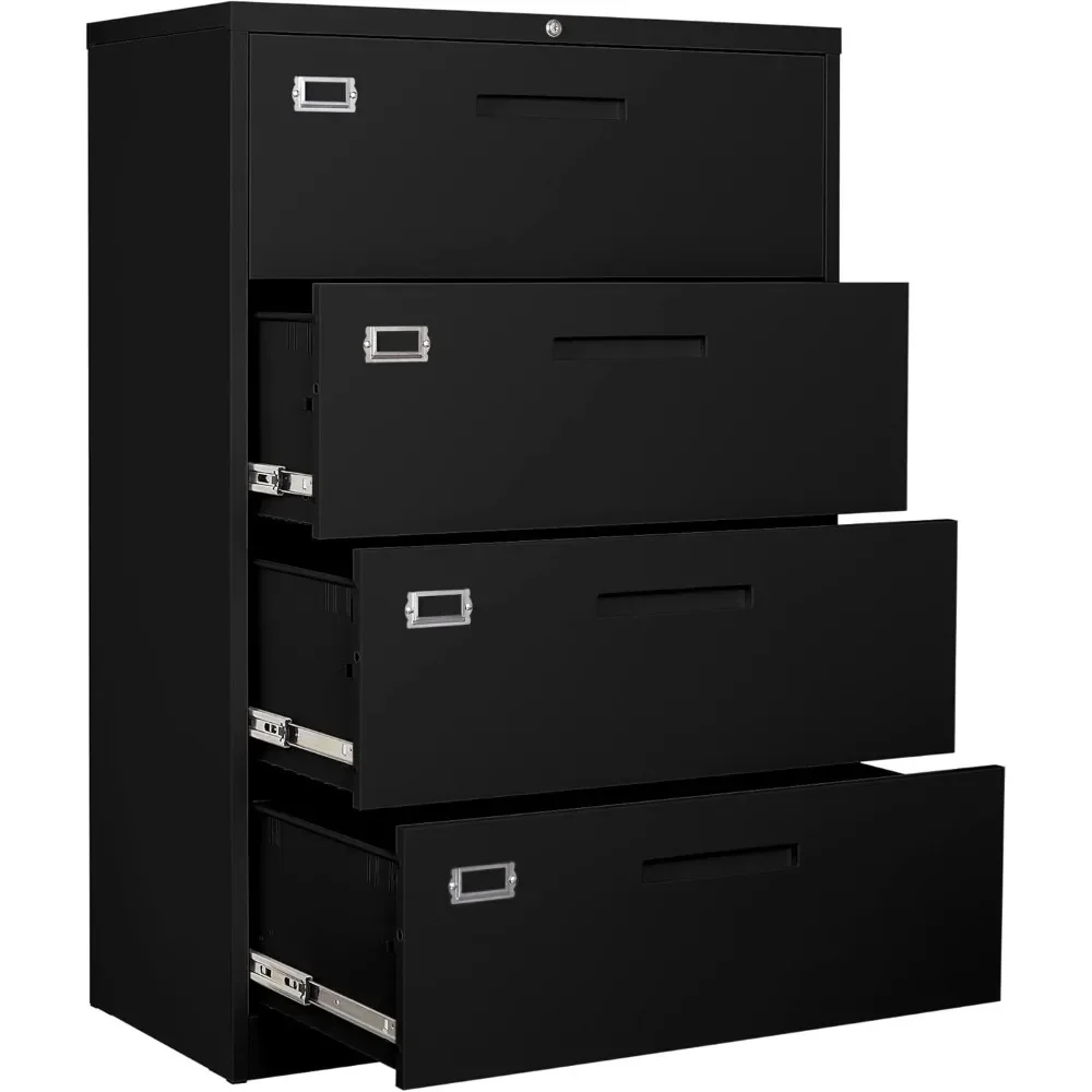 4 Drawer Filing Cabinet with Lock Metal Lateral File Cabinet Office Home Steel Lateral File Cabinet for A4 Legal/Letter Size