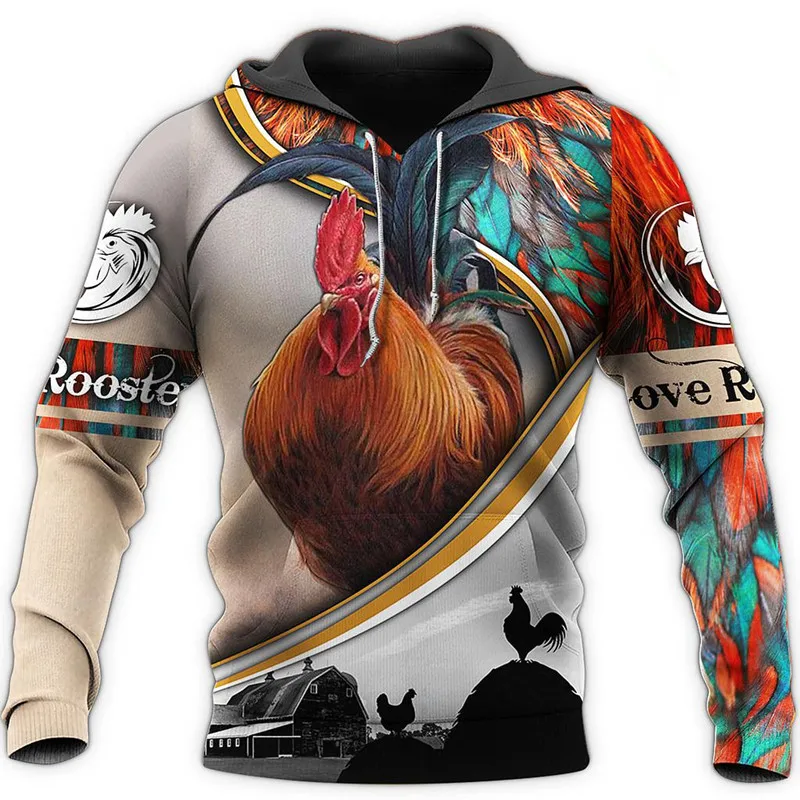 yk2 Spring and Autumn 3D Full Print Size Hoodie Man Women Harajuku Outwear Pullover Sweatshirt Unisex  Beautiful Mexican Rooster