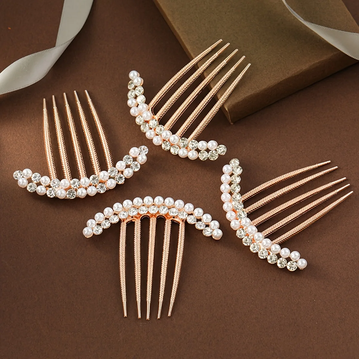 1pc Exquisite Imitation Pearl Rhinestones Embellish Hair Clips, Metal Hair Clips, Holiday Gifts, Girls' Hair Accessories image 5
