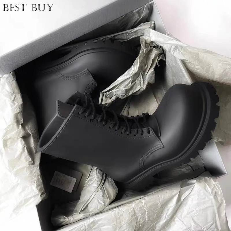 2024 Męskie buty Full Eva Black Army Boots Round Big Toe Thick Sole Casual Stage Shoes Męskie sznurowane buty Chelsea Luksusowy projektant