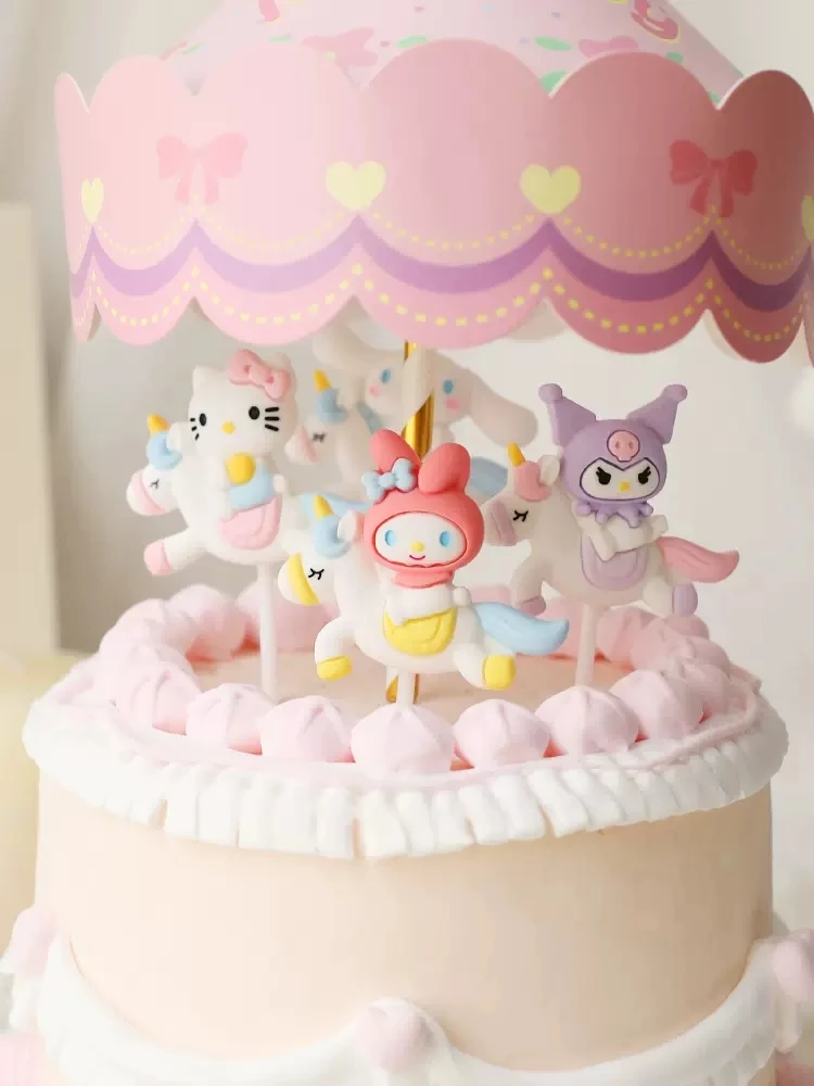 Cartoon Animal Unicorn Cake Decoration Merry-go-round Girl Boy Baby Birthday Cupcake Topper Happy Birthday Party Decor Kids Gift - Image 2