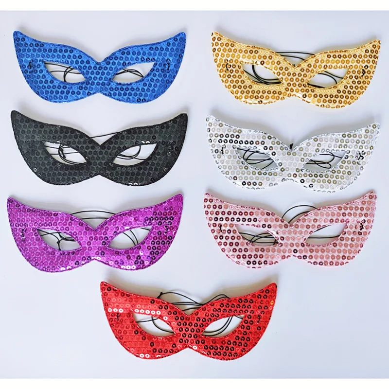 Women Girl Sequins Sexy Cat Eye Mask Venetian Carnival Masquerade Half Face Ball Masks Birthday Wedding Party Decoration 200pcs