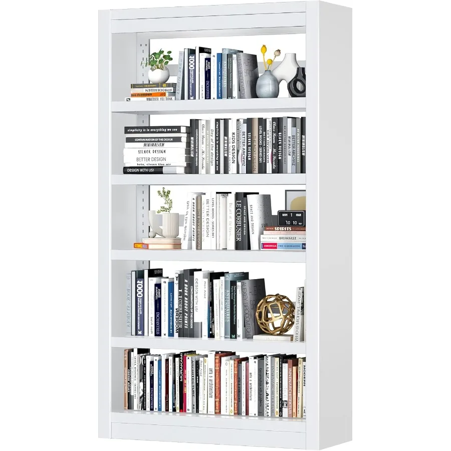 Bookshelf6Tier Adjustable Steel Book Shelf 61 H Heavy Duty Metal Bookcase for Home Office Garage White Shelf White 61 Tall