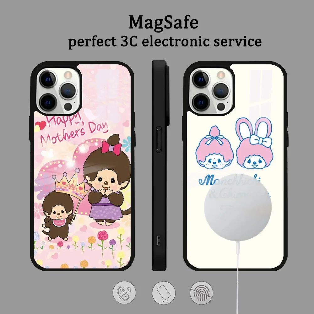 Cartoon M-Mon-Chi-ChiS Phone Case For IPhone 16 15 14 13 12 11 Pro Max Plus Mini Magsafe Mirror Wireless Magnetic Cover