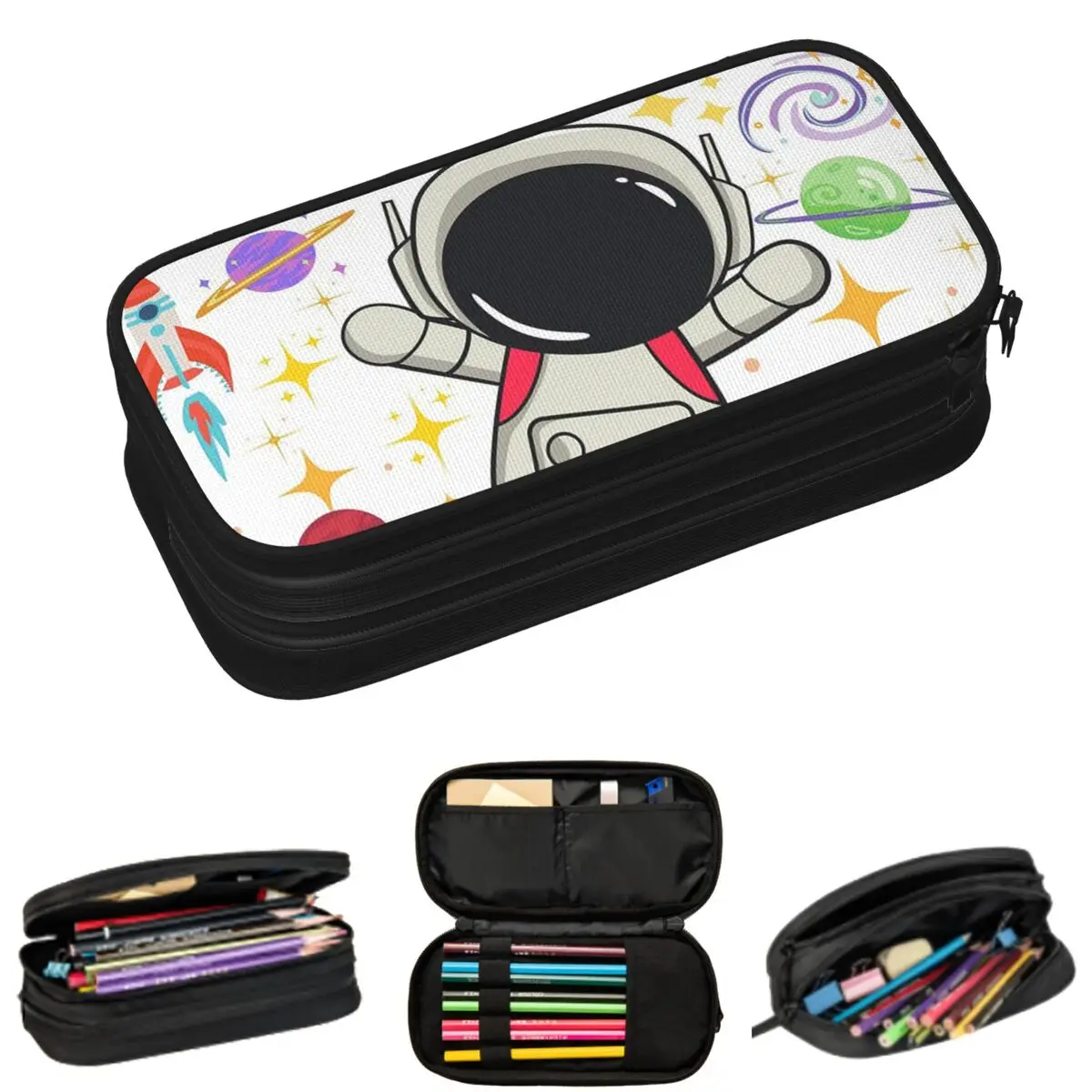 

Cartoon Galaxy Astronaut Planet Rocket Pencil Cases for Students School Pen Box Pencil Bag Big Capacity Pencil Pouch