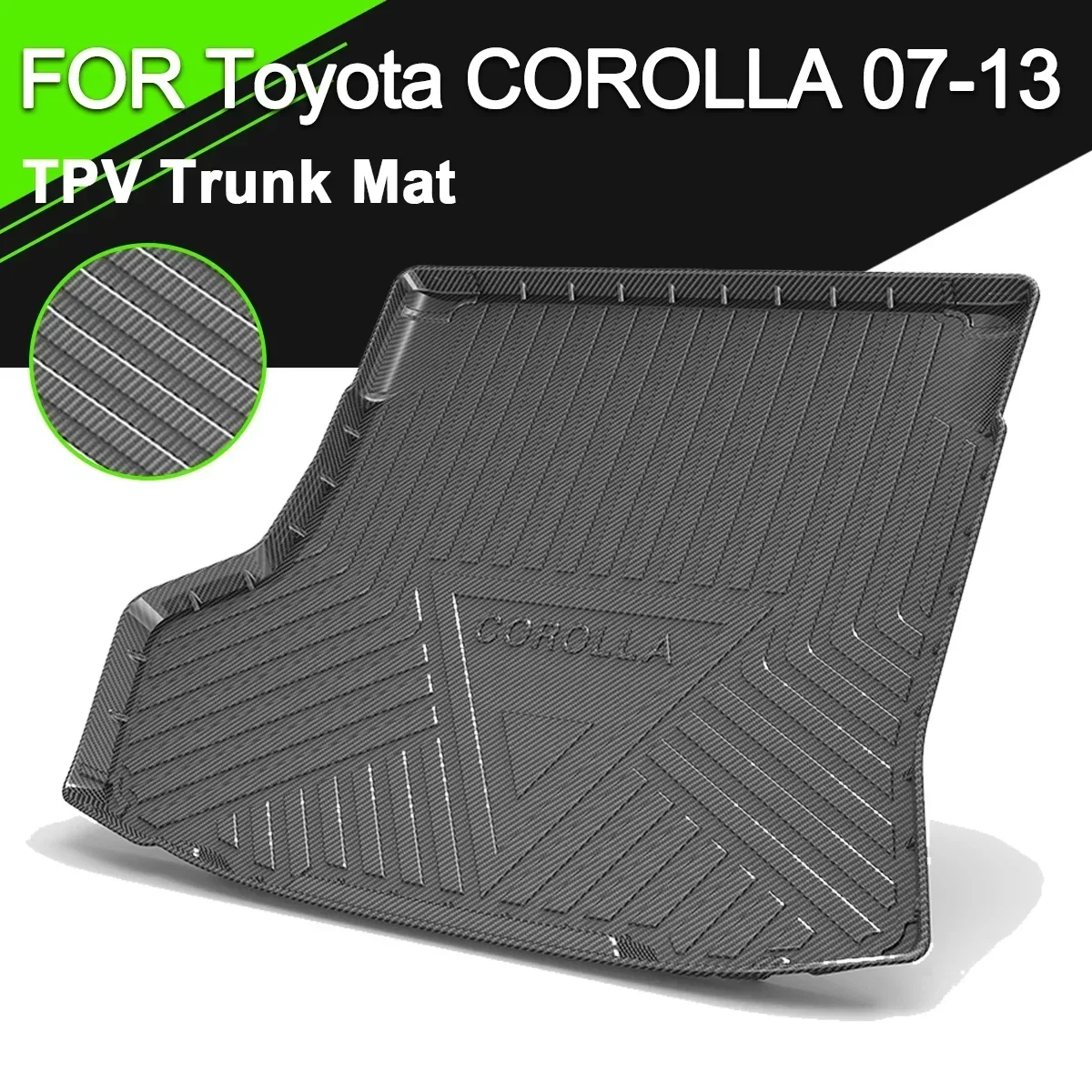 

Car Rear Trunk Cover Mat TPV Waterproof Non-Slip Rubber Cargo Carbon Fiber Pattern Liner For Toyota COROLLA 2007-2023