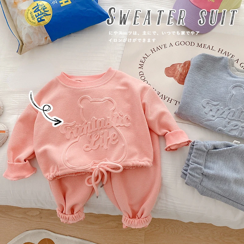 

Autumn Baby Boys Sports Suits Children's Cotton Clothing Toddler Girls 3D Bear Print Sweatshirts+Sweatpants 2pcs Sets Pants 1-8Y