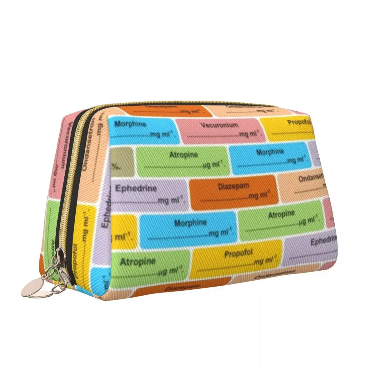 Anesthesia Drug Label Pattern Doctor Nurse Medicine Toiletry Bag for Women Cosmetic Makeup Organizer Beauty Storage Dopp Kit