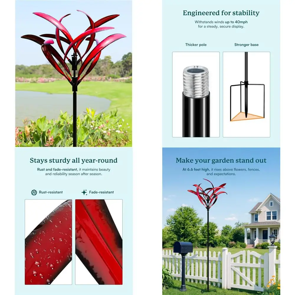 

Extra Large 82 Inch Metal Wind Spinners - Outdoor Yard Decorative Sculptures with Stake, Big Clearance Windmills for Garden Art