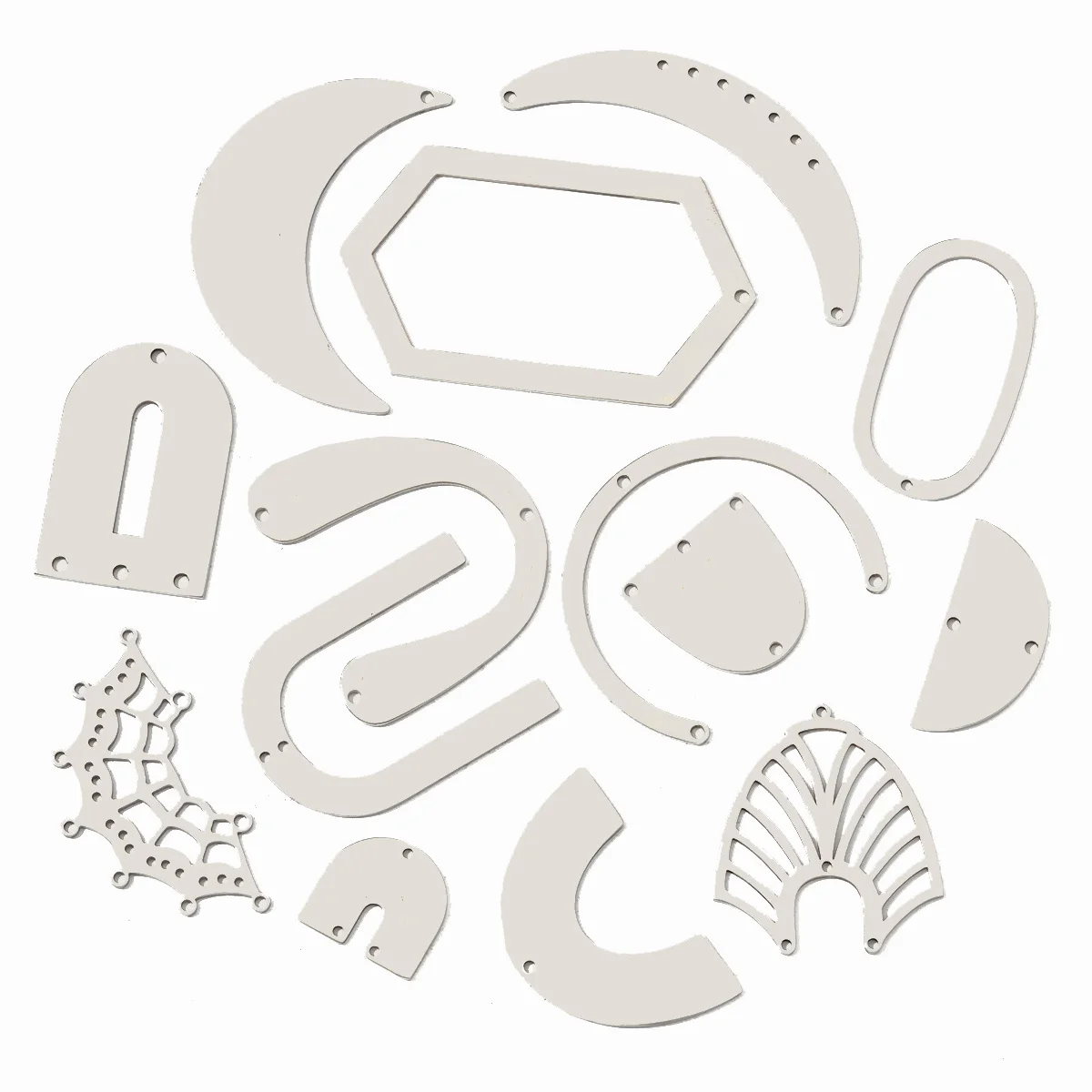 10pcs/Lot Stainless Steel Geometric Bar DIY Charms Moon Arched Necklace Pendant Woman Hollow Circle Jewelry Finding Wholesale