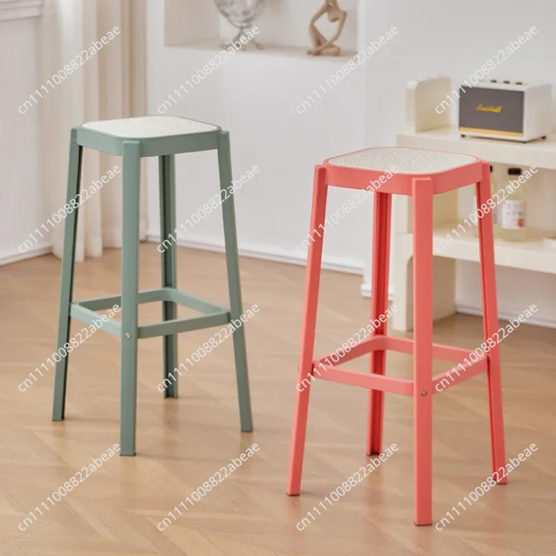 Nordic Style Plastic High Stool Creative Kitchen Living Room Bar Chair To Discuss The Modern Milk Tea Shop Island Bar Stool