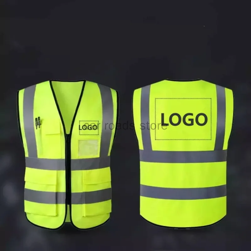 Chaleco reflectante de seguridad, chaqueta de trabajo de alta visibilidad con logotipo personalizado, protección de seguridad, XXXL, chaleco de