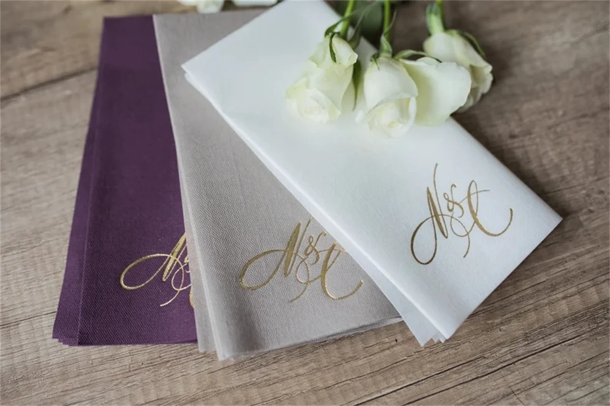 

50 PCS Personalized napkins, Soft linen like napkins disposable Personalized napkins, DINNER,napkins, Wedding napkins, Decorpres