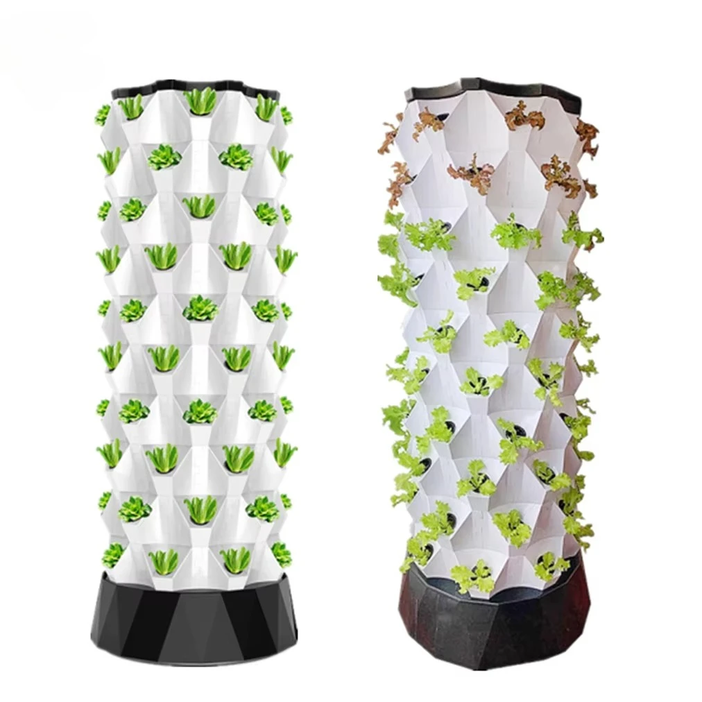 Hydroponic Tower Vertical Garden 48 Holes Greenhouse Stackable Pineapple Type Lettuce Growing Systems for Strawberry Hydroponics